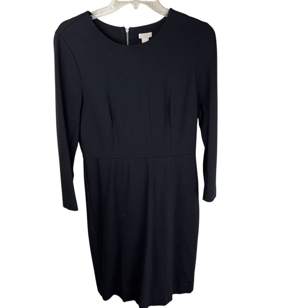 J‎ Crew Black Shift Dress Womens 6 Long Sleeve Zip Work Career Party